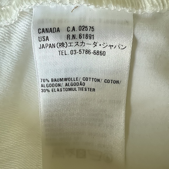 Escada White Pants 38 US 6 Ankle Slim Fit Stretch Gold Button Designer Trousers - Picture 4 of 13